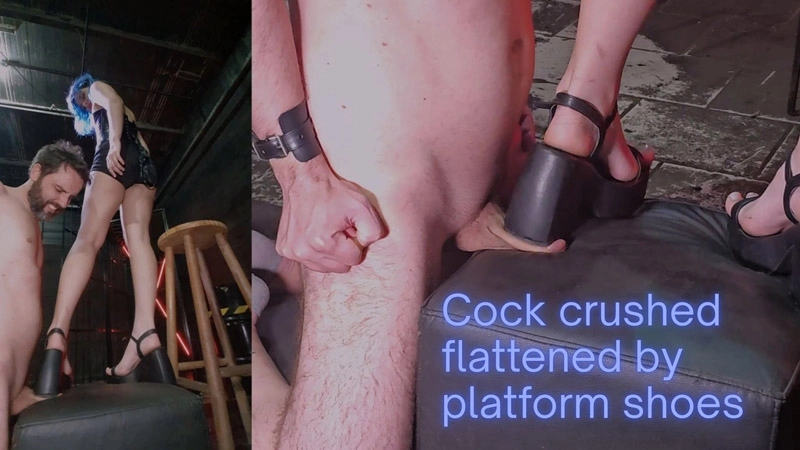 Goddess Lune – #031 Trampling & Crushing cock flat under a platform shoes