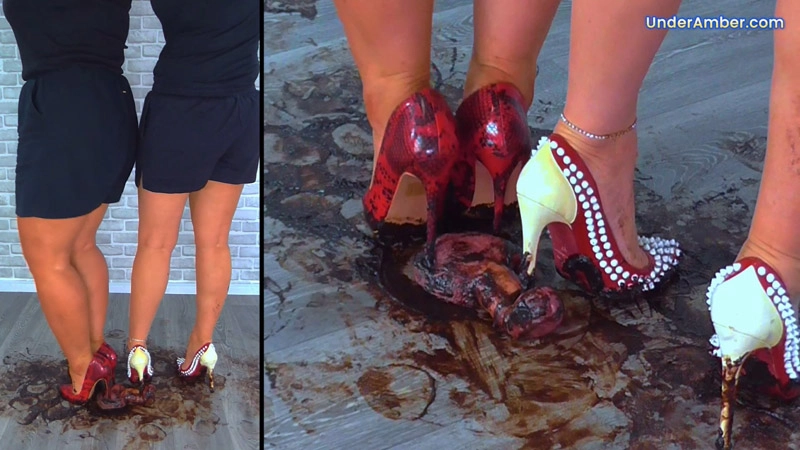 Under Amber – 204 Part 2 – Split Cam – Goddess Amber & Miss Lucy – Trampling Your Cock & Balls Under The Muddy Soles Of Our Red Stilettos – Trample Trampling CBT Ballbusting Crushing Crush CockBox Shoe Foot Heel Wrecked Dirty
