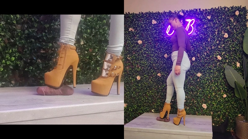 Below The Belt – Gold Buckle Tan Ankle Boot Trample
