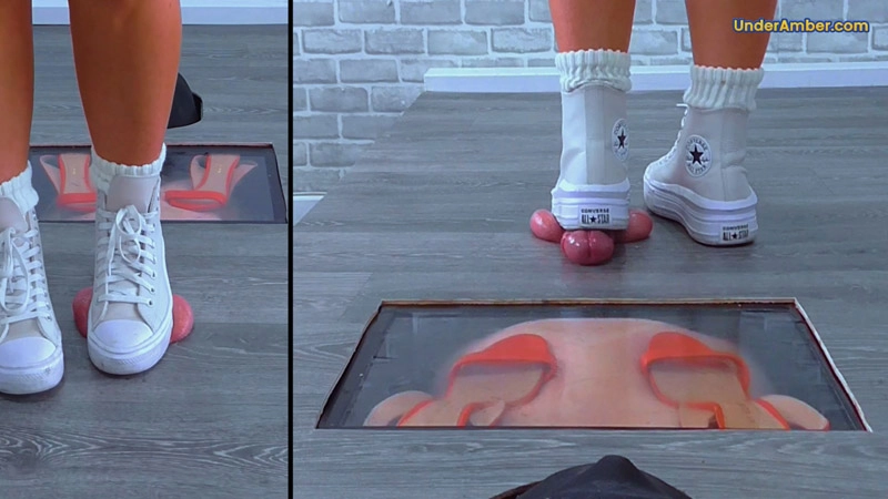 Under Amber – Goddess Amber – Smashing The Cum From Your Balls Under My Converse Chuck Taylor Platform Trainers (229) – Slave POV Split Cam