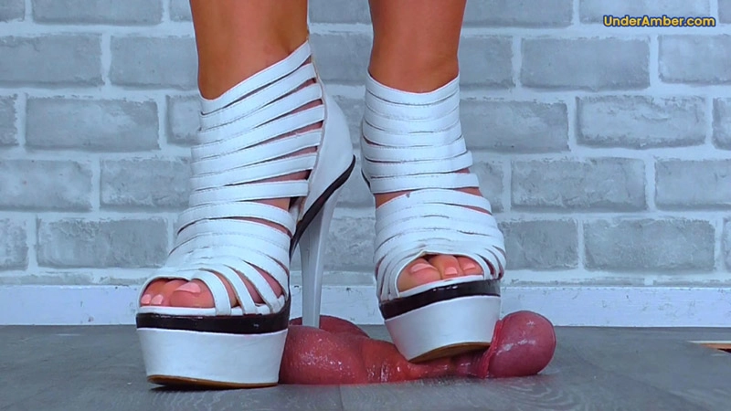 Under Amber – Smashing Your Cock & Balls Under My White Gladiator Platform Heels (D83) – Bug Cam – Trampling CBT Ballbusting Crush
