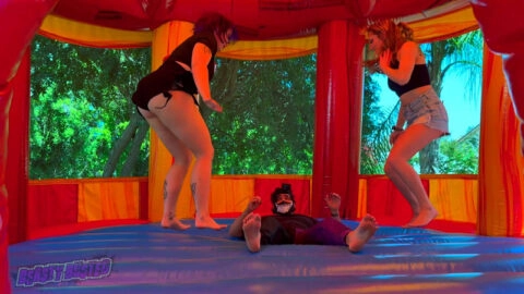 BeastyBusted – Ballbusting a Perv in a Bounce House! Amateur CBT, Butt Drops (POV CAM) w Goddess Nyx & Gabrielle